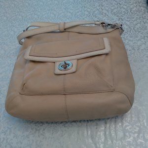 Vintage  COACH purse.  14" w x 11"h two-tone tan.